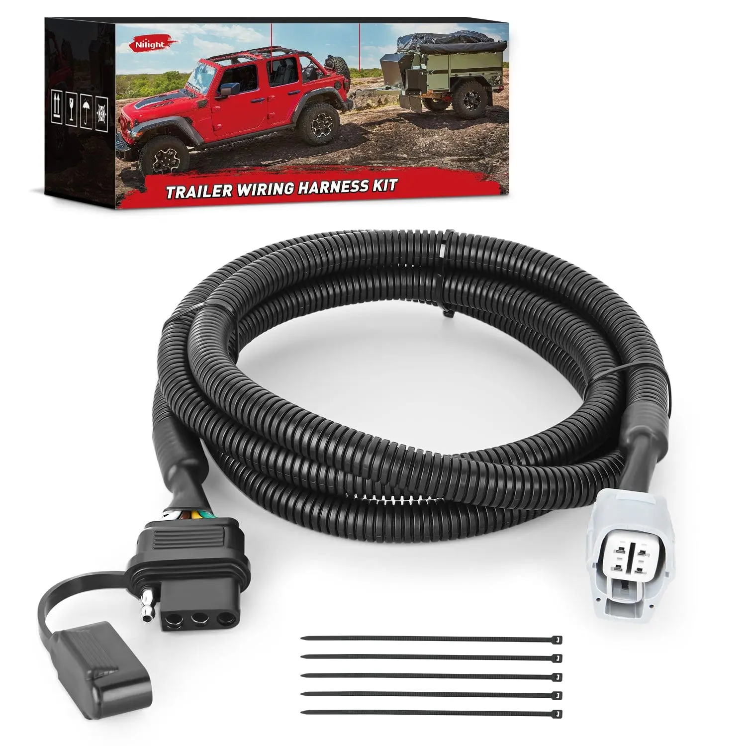 Nilight 4 Pin Trailer Wiring Harness Kit 56083 Custom for 2010 2011 2012 2013 2014 2015 2016 2017 2018 2019 2020 2021 2022 2023 RX350 RX450h RX350L RX350hL