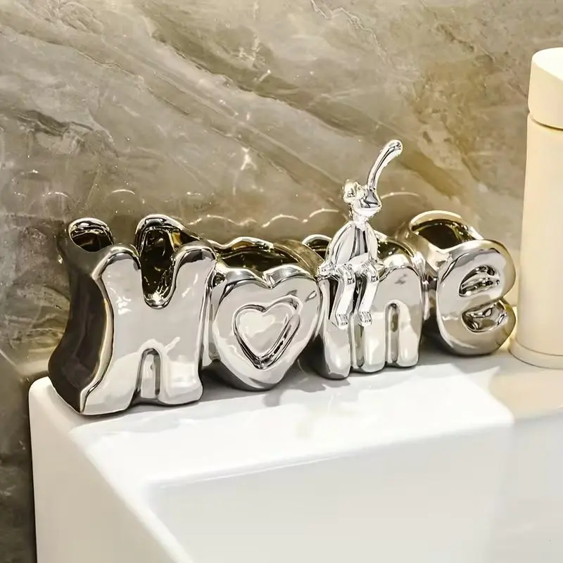Ceramic Toothbrush Holder Standalone Bathroom Storage Rack Multifunctional Home Decoration Accessories for Toothbrushes & Toothpaste