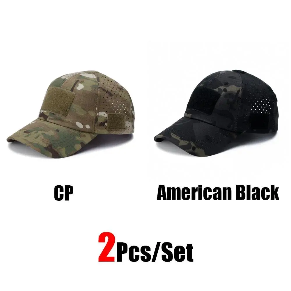 Men's 2-Pack Tactical Baseball Cap, Adjustable Outdoor Cap with Laser-Cut Vents and Patch Panel, Camouflage Operator Hat for Sports & Outdoor Use, Men's Clothing, High Quality Hat, Performance Hats tiktokshopbacktoschool