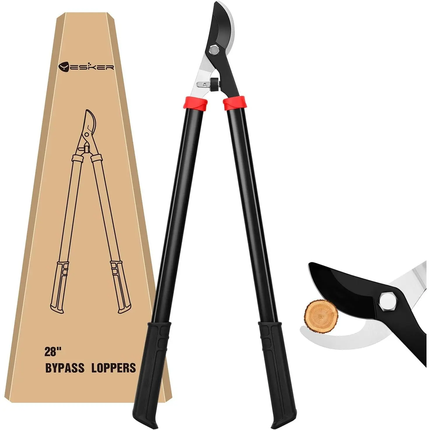 28-In Chrome Lopper Tool, Heavy-Duty Metal Garden Pruning Tool for Efficient Pruning, Sharp High Carbon Steel Blade, Ergonomic Comfort Handle, Shock-Absorbing Bumper, 1.5-In Cut Capacity, Vibration Reduction for Safe Smooth Use & Easy Maintenance