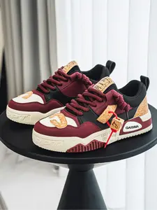Size runs small Men's Fashion Solid Color Platform Sneakers, Thick Laces Height-Increasing Casual Shoes, Versatile Street Daily Skate Shoes