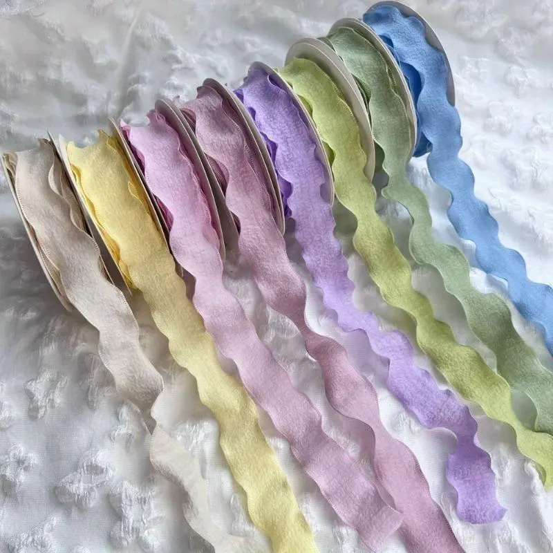 1roll/10yard, Chiffon Ribbon, Handmade Edge Ribbon For Wedding Invitations And Gift Packaging, Birthday Parties, And Bridal Bouquet Decoration