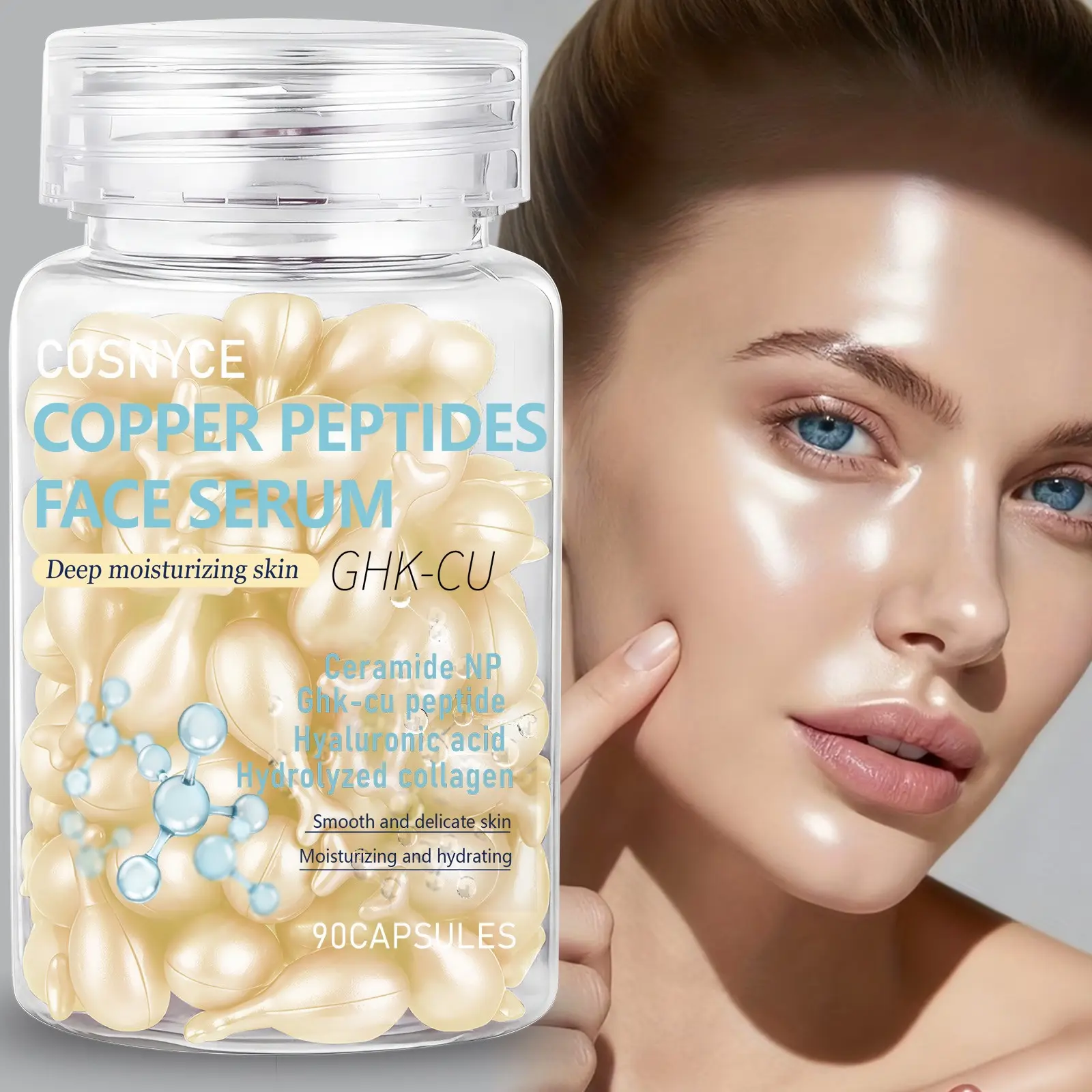 90 Capsules Collagen Face Essence, Deep Hydration, Deep Nourishing, Boosts Skin Vitality, Suitable for All Skin Types, Liquid Form, 24 Months Shelf Life