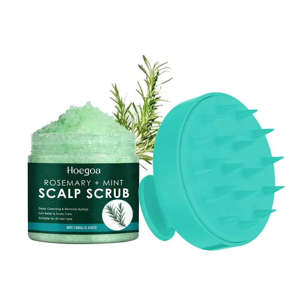 2 in 1 Dual Functionality Rosemary Scalp Scrub & Massage Comb, 2pcs/set Oil Control Scalp Exfoliating Cleanser Cleansing Scrub & Comb, Moisturizing Hair Care Product for Women & Men