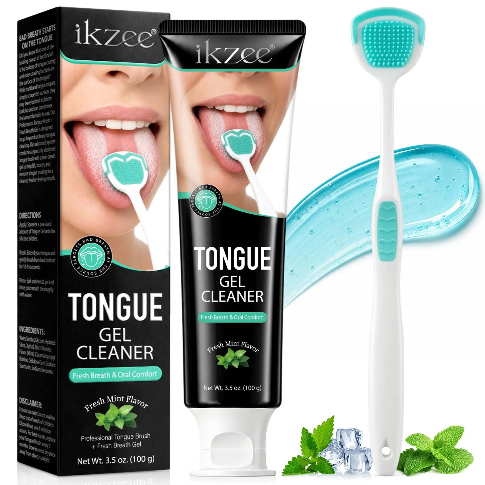 Tongue Gel Cleaner Set – Professional Tongue Brush + Fresh Breath Gel. Targets Bad Breath at the Source. Zinc Formula + Mint – Gently Removes Tongue Coating for Long-Lasting Freshness. Perfect for Morning, Dates, and Social Occasions.