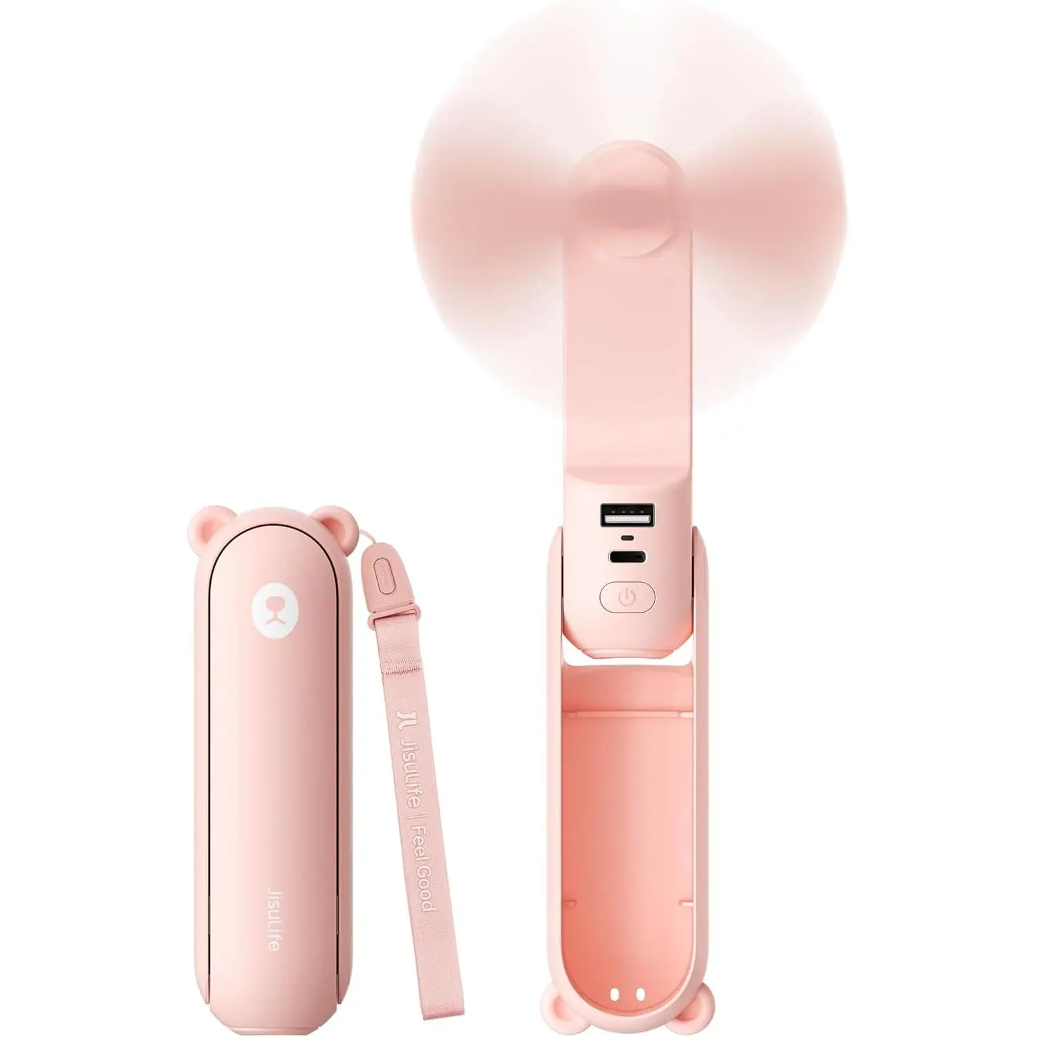 3 IN 1 Handheld Mini Fan - Portable Fan & Power Bank & Flashlight, 19H Max Cooling, USB Rechargeable, Pocket-Sized for Travel, Cruise, Concerts, Makeup, 2026 Summer Gifts for Women(Pink)