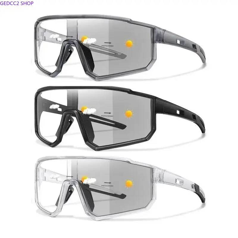 3-piece unisex photochromic cycling sunglasses with fast color changing lens, built-in UV protection and windproof design, perfect outdoor eyewear for running, fishing and daily casual activities