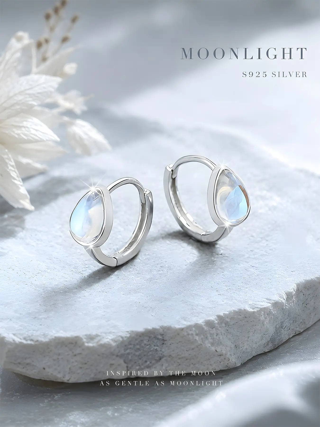 Elegant S925 Silver Moonstone Dangle Earrings, Hypoallergenic Casual Jewelry, Perfect for Daily Wear, Birthday & Valentine's Gift, Unique Earrings, High Quality Earrings, Earrings Dangling