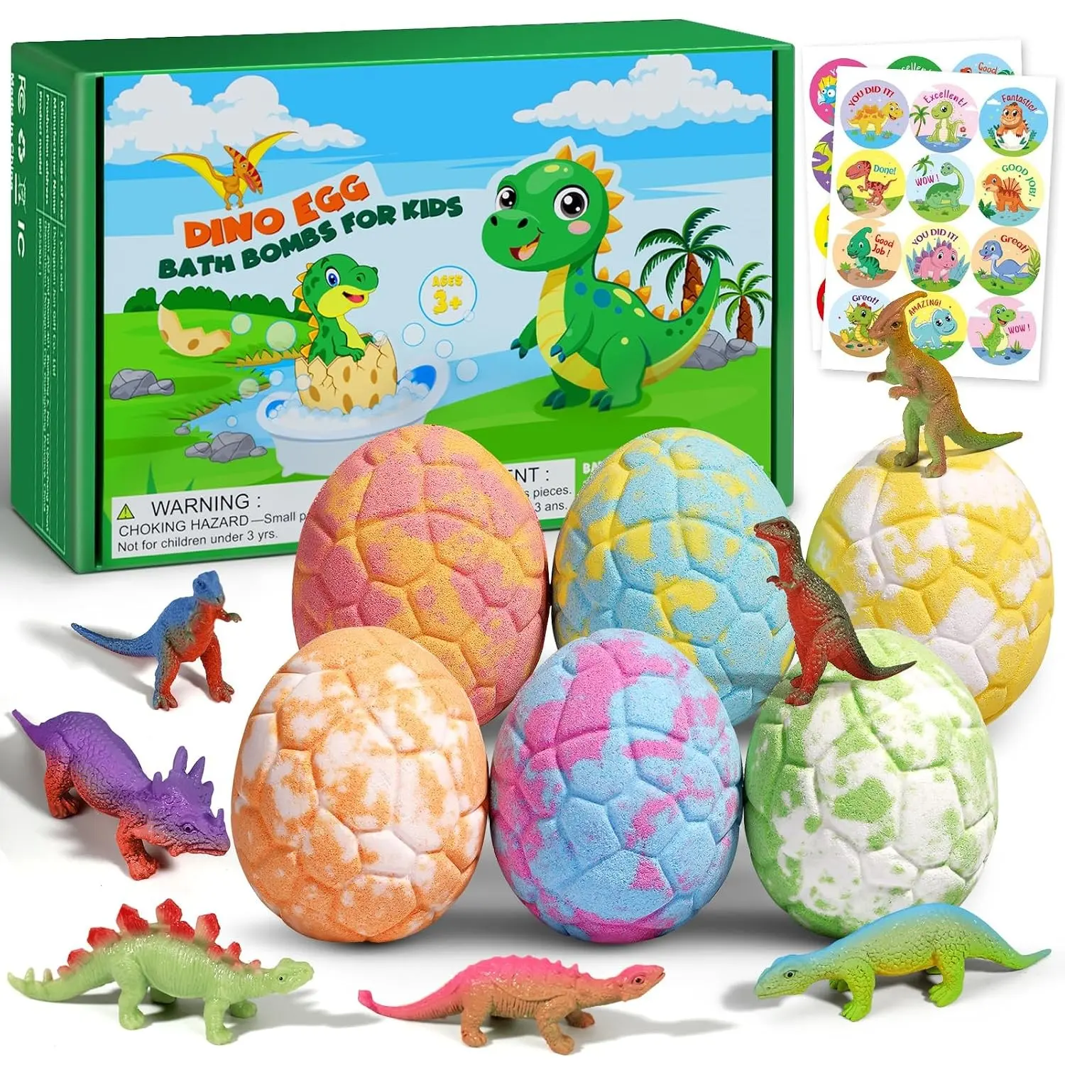 Bath Bombs for Kids with Dragon Toys Inside, Boo Basket Stuffers, Dinosaur Toys Gifts for Kids 3-7, Dino Egg Fillers Bubble Bath Birthday Gifts Christmas Stocking Stuffers for Boys ToddlerGift