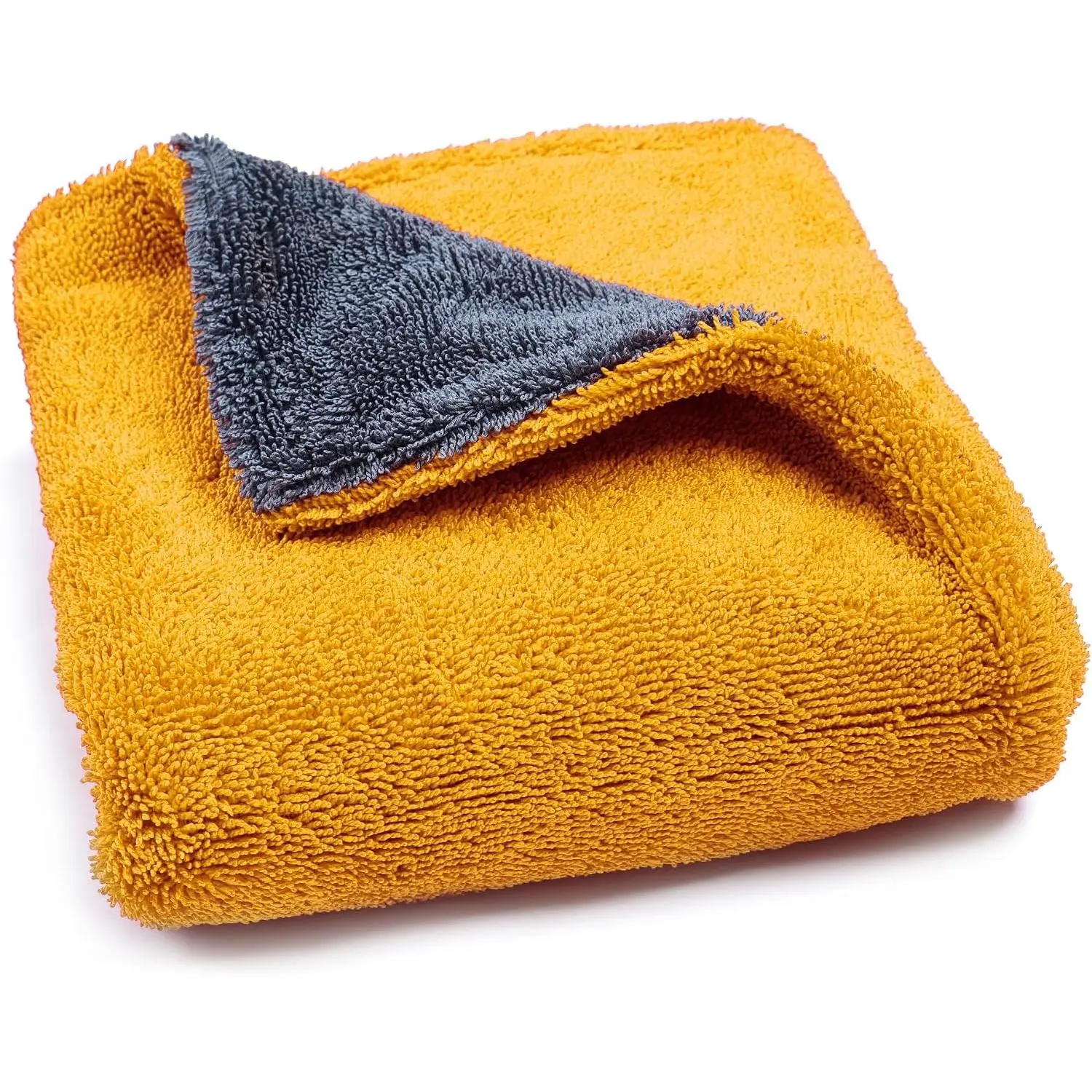 1000GSM  Drying Towel, 18" x 24"  Sided Microfiber Towels for , Ultra Absorbent Lint & Scratch-Free, Edgeless Twisted-Loop,  Wash Towel, Yellow&Grey