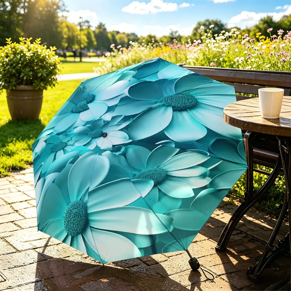 Flower Pattern Folding Umbrella, Lightweight Durable, Adjustable, Large Size, Travel Outdoor Umbrella, Portable Rain and Sun Protection, Lightweight Foldable Umbrella