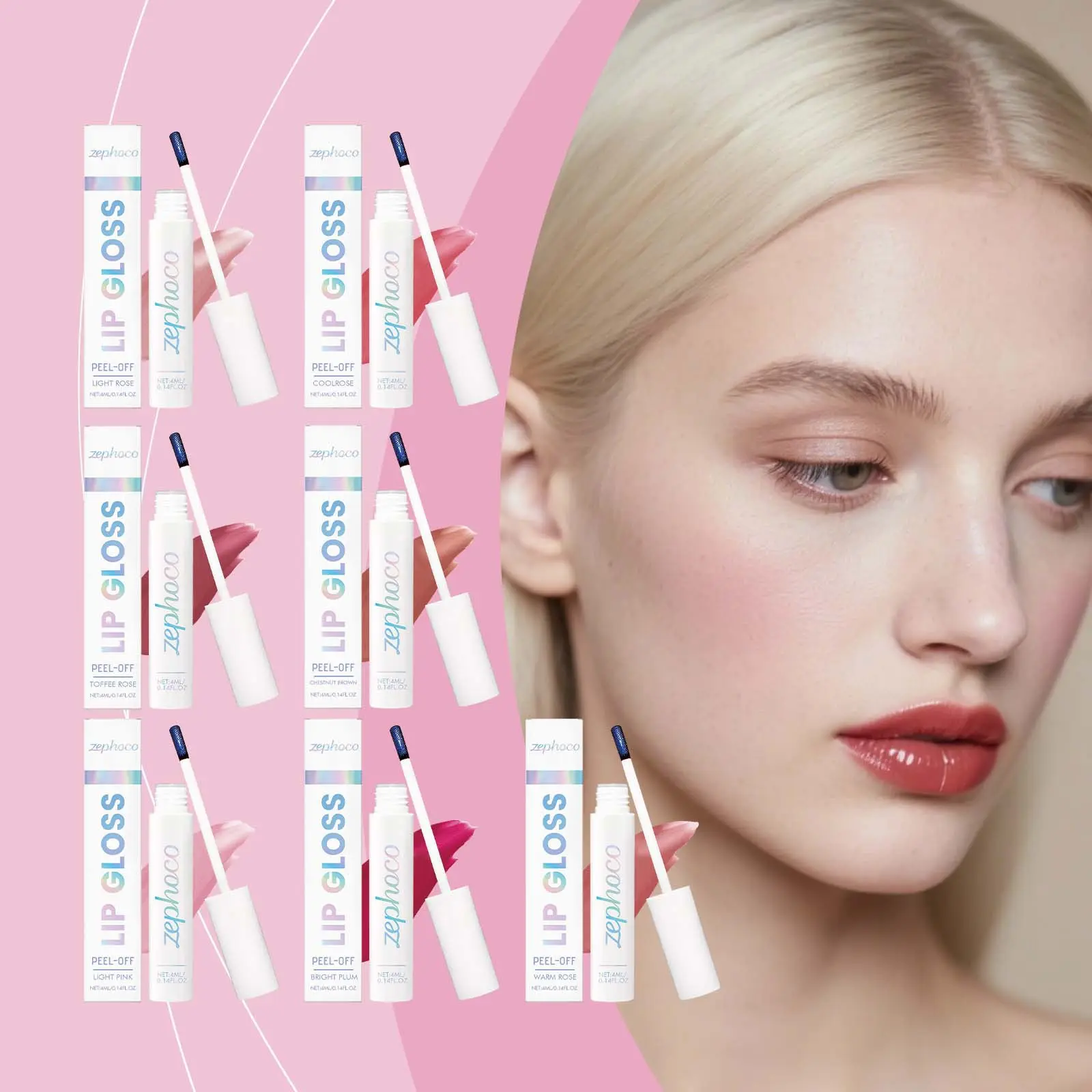 Peel-Off Lip Gloss, Plum Red Shade, Ideal for Commuting Makeup