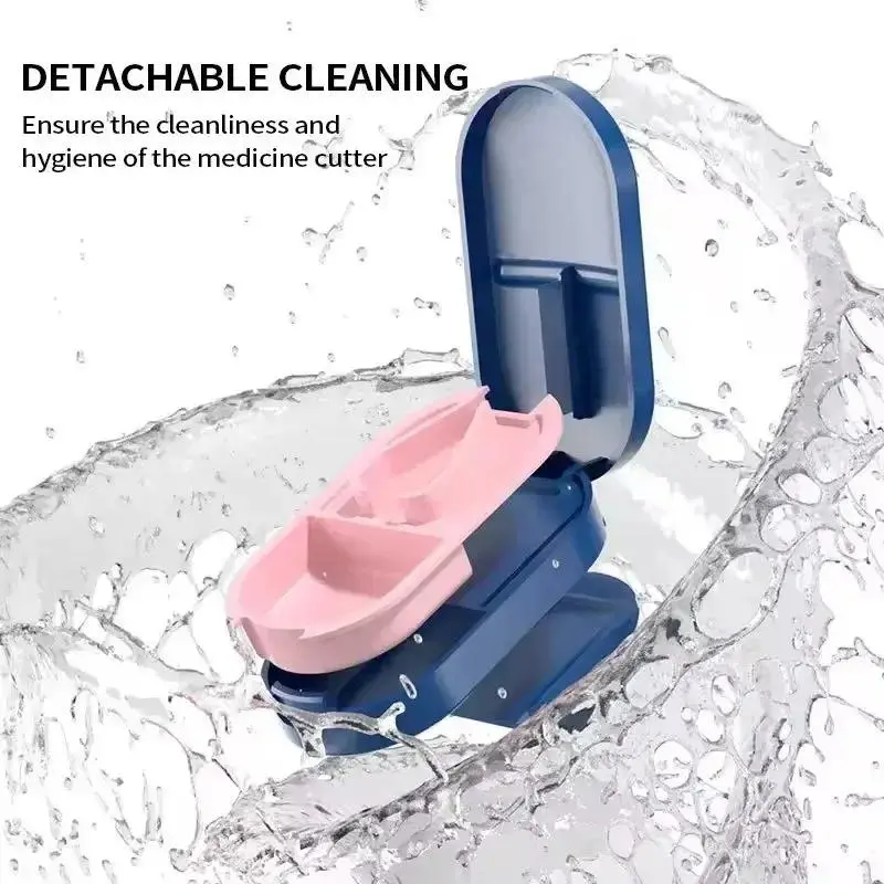 Portable Stainless Steel Blade Pill Cutter - Compartmentalized Splitting Tool, Lightweight Travel Luggage Accessory Medicine Organizer for Daily Tablet Use, Travel Use