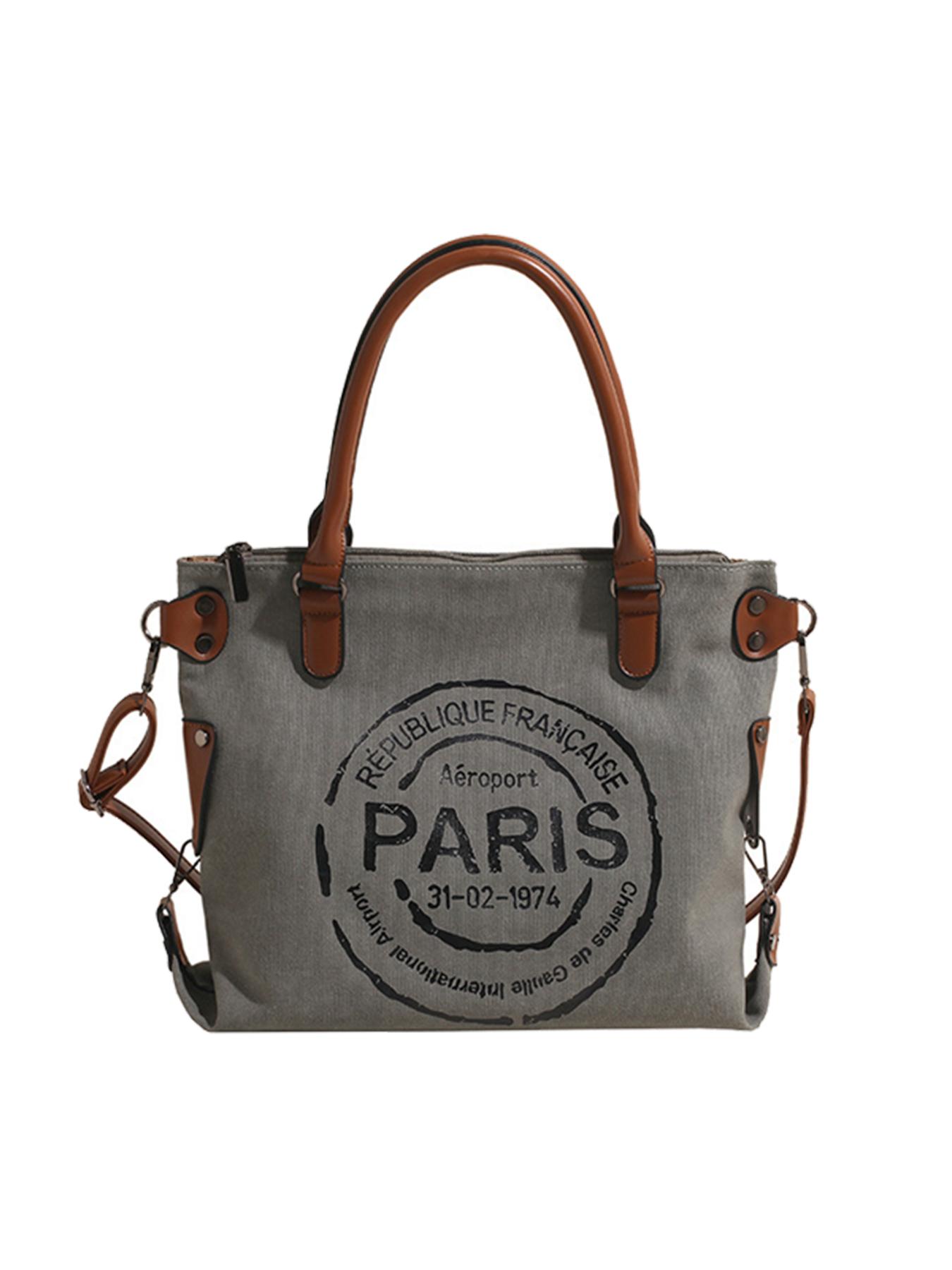 Women's Fashionable Letters Pattern Tote Bag, Large Capacity Crossbody Bag, Casual Versatile Vintage All-match Shoulder Bag for Daily Life, Fashionable Patterned Bag