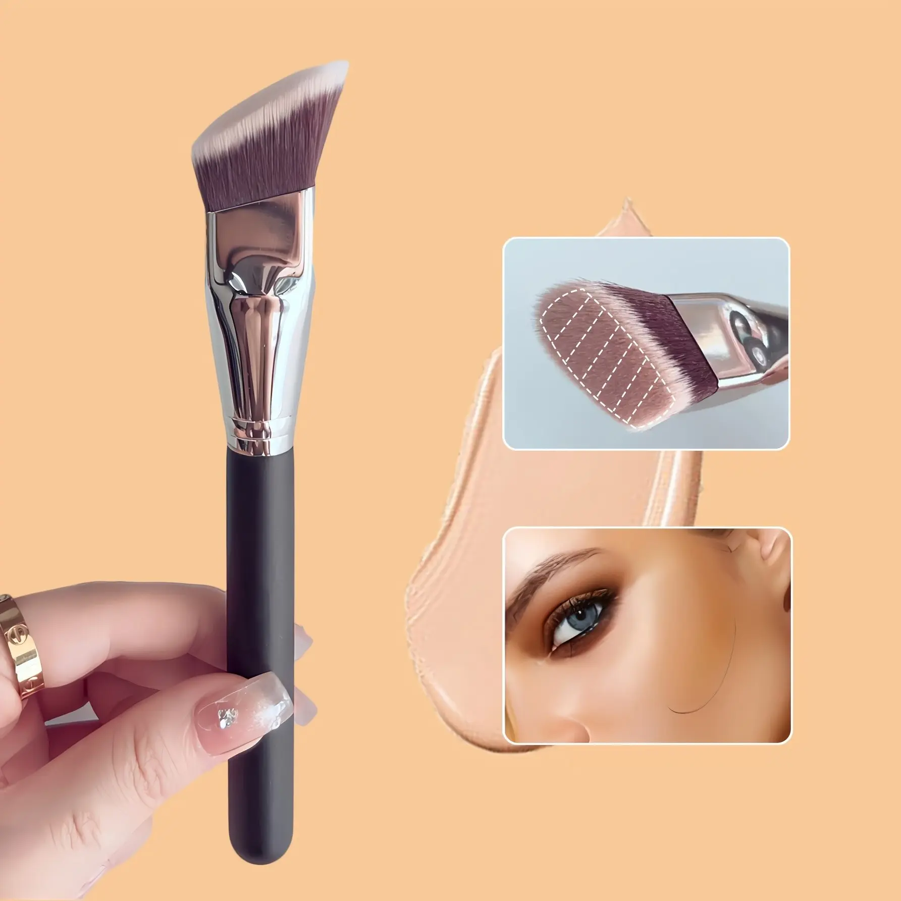 Professional Wide-Angle Foundation Brush, Rectangular Bristles, Suitable for All Skin Types, Contouring, Powder/foundation Application