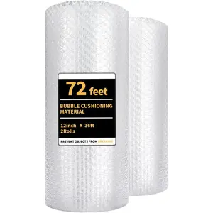 2 Pack 12 Inch x 72 ft Perforated Bubble Cushioning Wrap, Perforated Every 12 Inches, Ideal for Packing, Moving, Shipping and Filling Packaging Boxes for Personal and Business Use