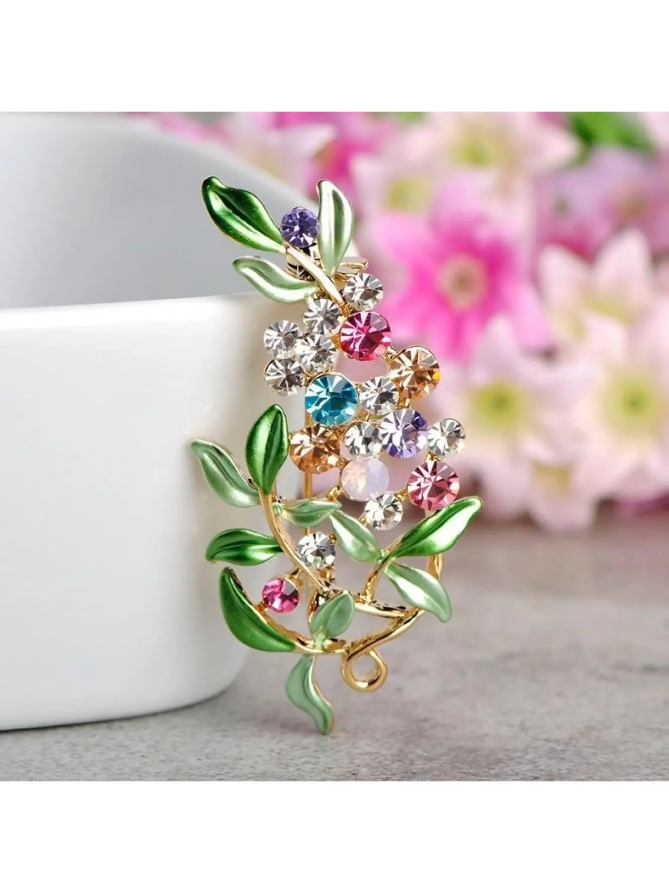 Romantic Multicolor Floral Brooch Pin for Women, Vintage Botanical Lapel Jewelry, Elegant Coat & Sweater Accessory