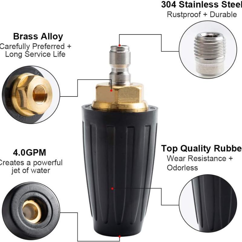 Turbo Washer Nozzle, 4000 PSI Rotating Pressure Washer Nozzle with 1/4'' Quick Connect, Car Wash Accessories for Cleaning Brick, Concrete, Vinyl Surfaces