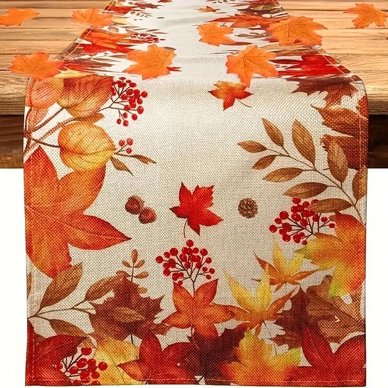 1pc Autumn Leaves Thanksgiving linen Table Runners Fall Maple Leaf table decor holiday wedding party dining home decor