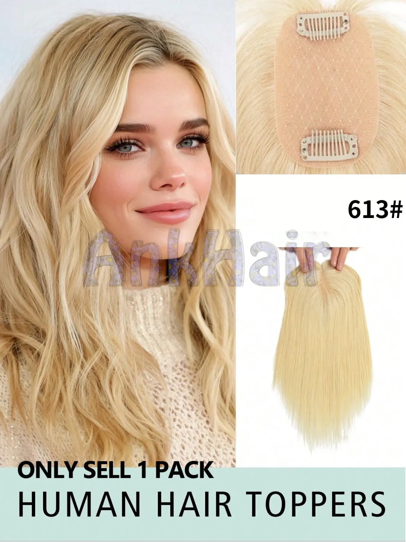 5x9cm Human Hair Topper for Women, Easy to Install, Lightweight, Ideal for Daily Use, Dates, Parties, Highlights Beauty, Real Hair