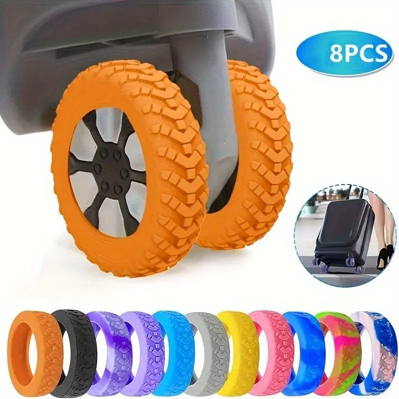 8pcs Silicone Wheels Cover, Luggage Suitcase Wheels Protector Cover, Trolley Case Wheels Cover Sleeve Noise Castor, Shock-proof Suitcase Wheels Protection Cover, Travel Accessories, Protective Cover