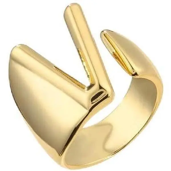 18K  Plated Initial Rings for Women Men Statement Open Letter Ring Adjustable Party  Birthday
