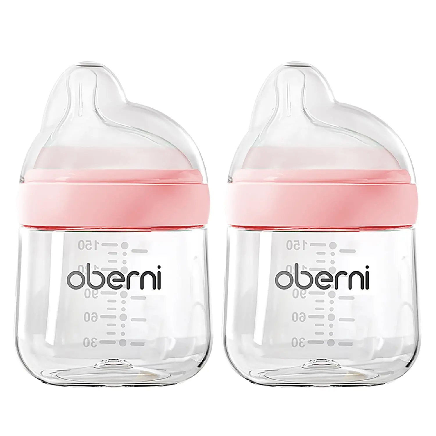 Unisex PP Baby Bottles & Accessories (2-Pack, 5oz/150ml Pink, 0-3 Months) - Anti-Colic Set with Slow-Flow Off-Centered Oval Nipples, BPA-Free, Leak-Proof for Nursing & Feeding, Nature & Animal Designs
