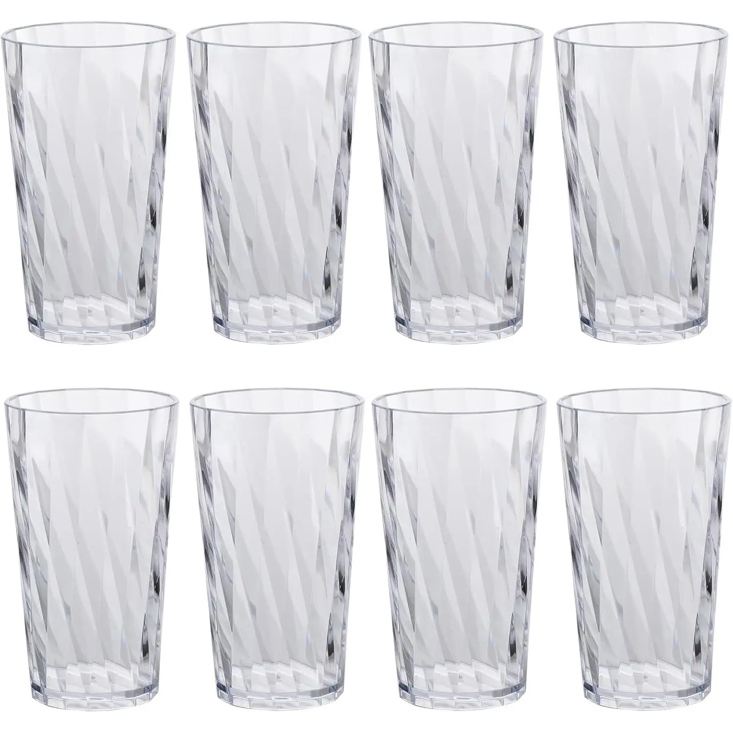 Unbreakable Plastic Drinking Cups, Set of 8, Shatter‑Resistant Drinkware, 10 oz Reusable Plastic Tumblers, Dishwasher‑Safe, Clear Finish