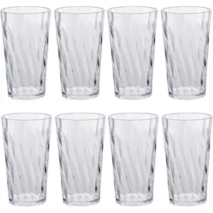 Unbreakable Plastic Drinking Glasses，set of 8, shatterproof drinking cups, plastic glass cups, 10 ozplastic Tumbler Cups, Dishwasher Safe (transparent)