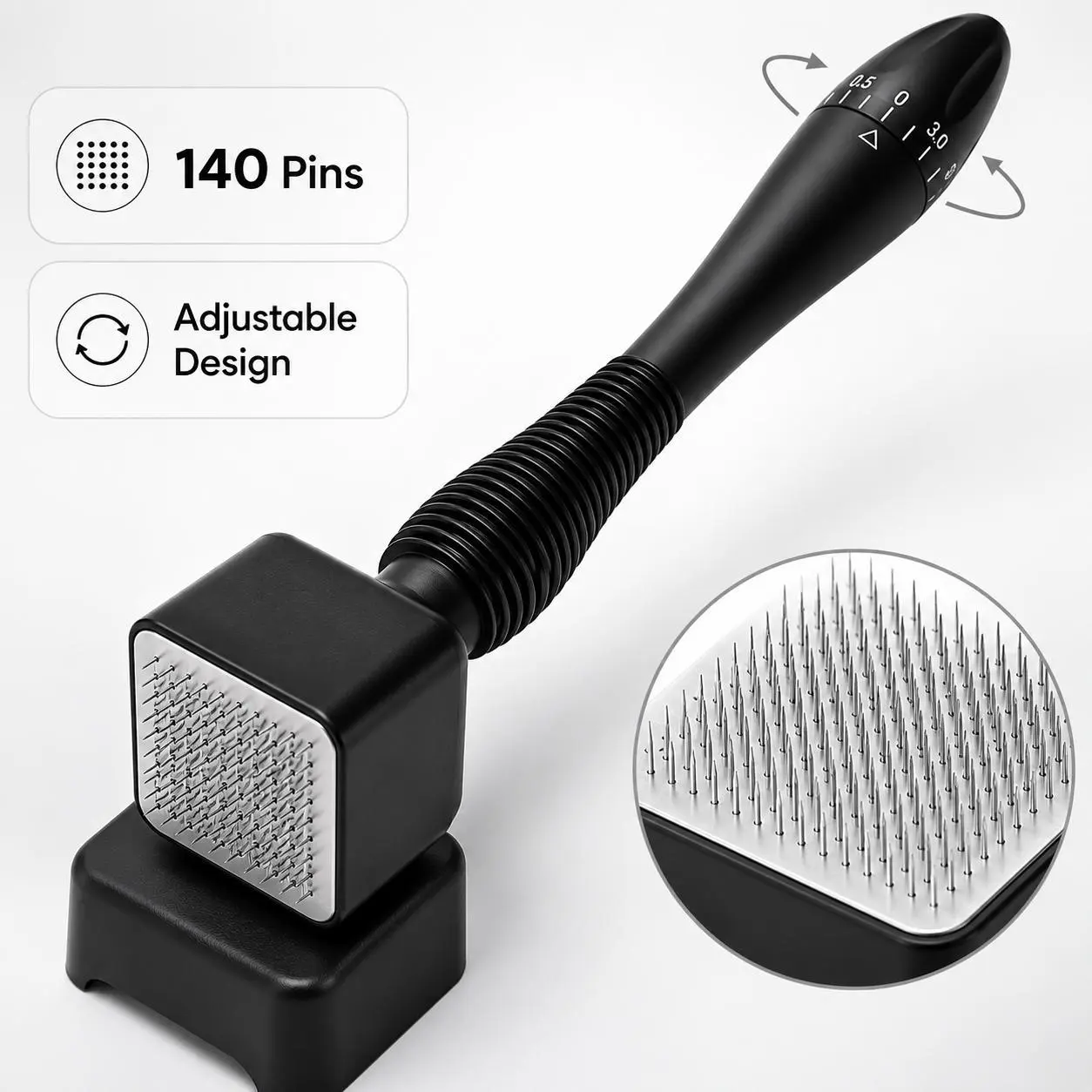 Adjustable Derma Stamp with a Stainless Steel Head for Face Skincare, Reusable Cosmetic Tool for Daily Serum Application and At-Home Use, All Skin, 30G, Steel+Abs, Beauty Tools, Self Care Tools