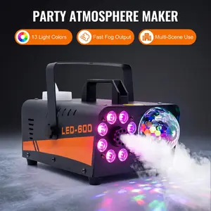 Fog Machine, Smoke Machine for Party, 600W with 8 LED Lights & Magic Ball Light Strobe Effect with Wireless Remote Control for Wedding Stage Halloween