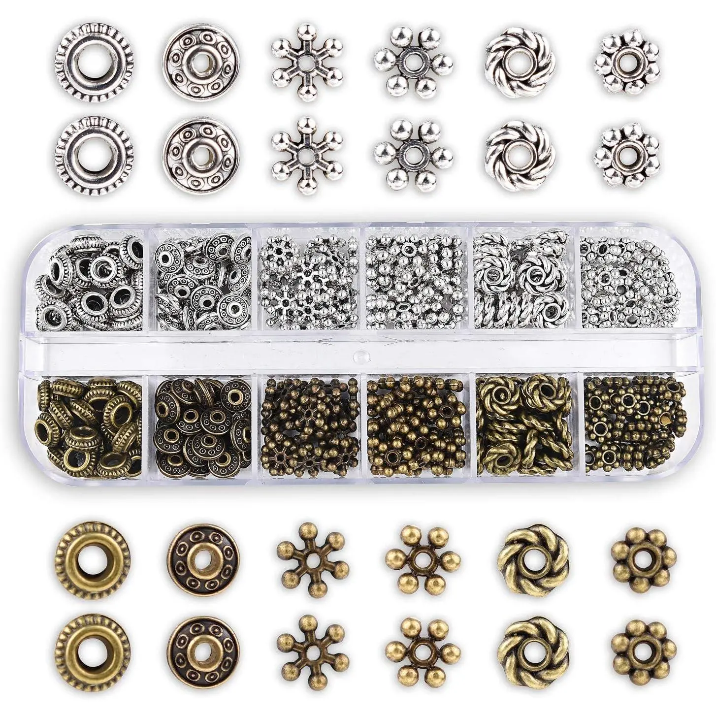 300 count 6 Style Antique  Bronze Spacer Beads Tibetan Metal Spacers  Findings Accessories for Bracelet Necklace  Making