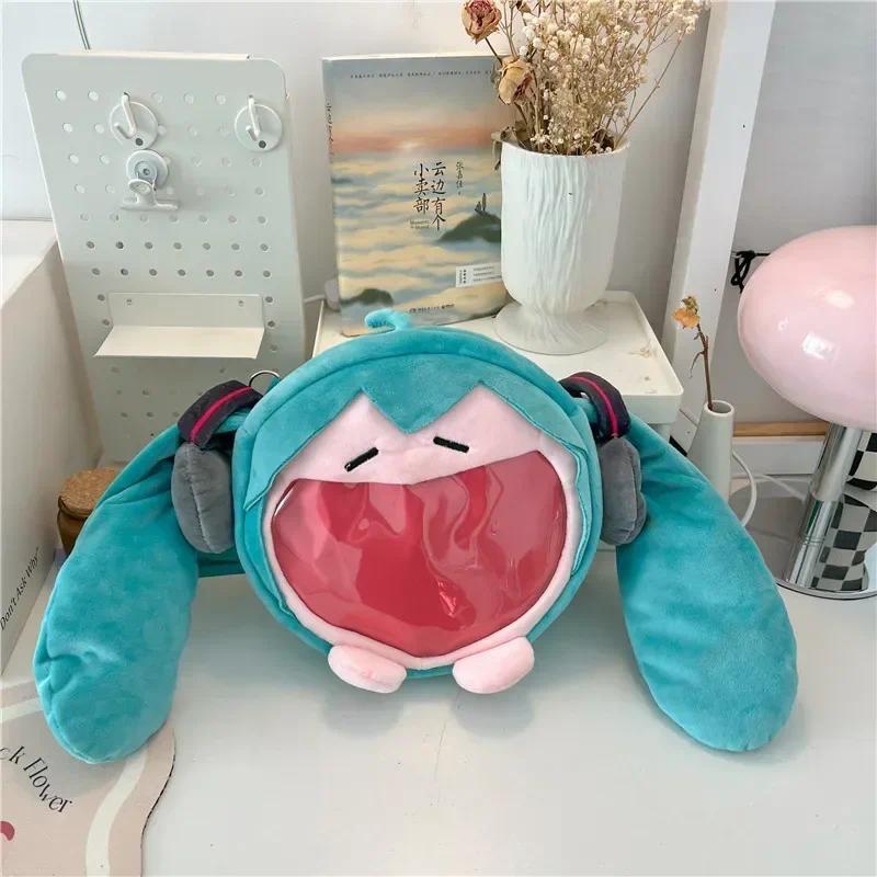 Anime Hatsune Miku Bag Version Kawaii Figure Plush Bag Model Plush Stuffed Toy Shoulder Bag Transparent Backpack Gifts.