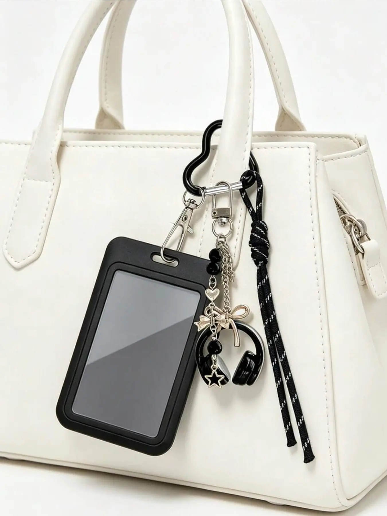 Y2K ID Card Holder Keychain, Earphone Clip and Braided Strap, Portable Badge Case, Badge Holder with Lanyard, K-Pop Photo Holder, School Office Daily Use, Unique Gifts