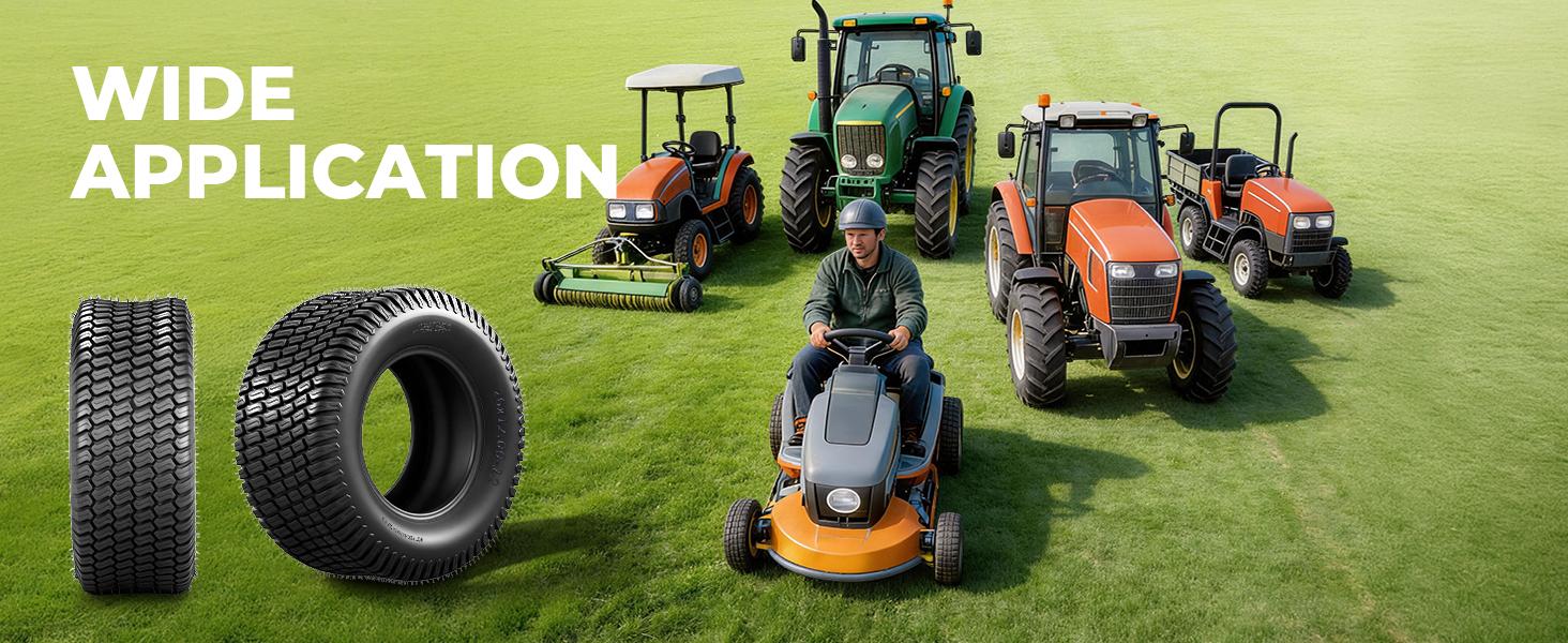 MOTOOS 15x6.00-6 Lawn Mower Turf Tires (Set of 2), 4 Ply Turf S Pattern 15x6x6 Tubeless Tires for Lawn & Garden Riding Mower Tractor Golf Cart Utility Vehicles