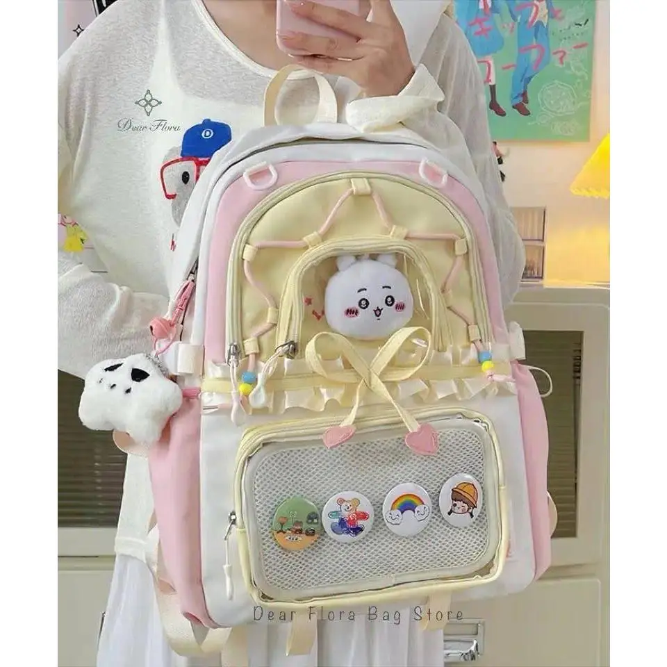 New Heart Shaped Knot Anime Ita Backpack Cute Girl Transparent Two-dimensional Knapsack High Capacity Otaku DIY Display Rucksack