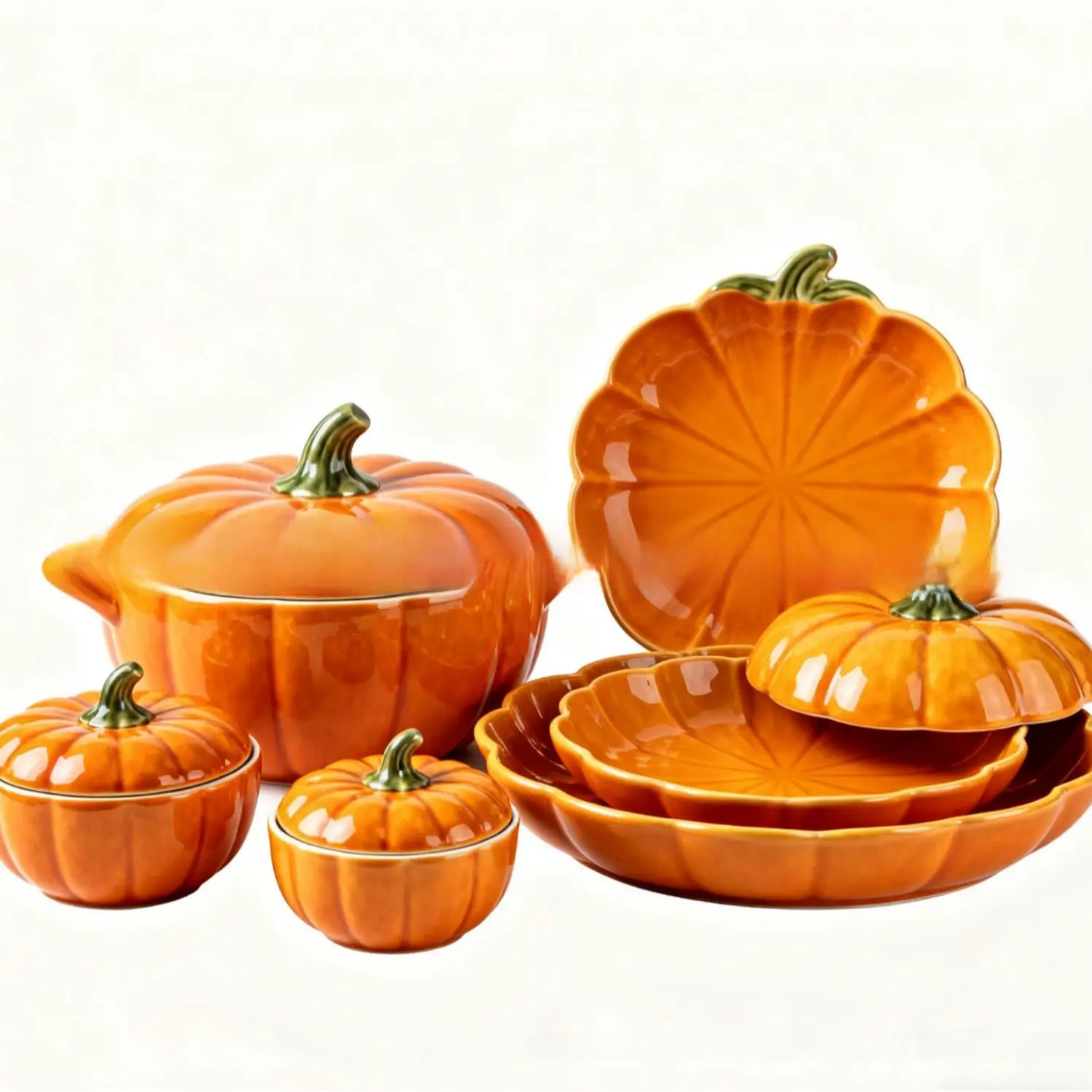 Hand-painted Autumn Harvest Festival Ceramic Pumpkin Plate Fruit Plate Snack Plate Tableware Kitchen Supplies Gift Home Decor