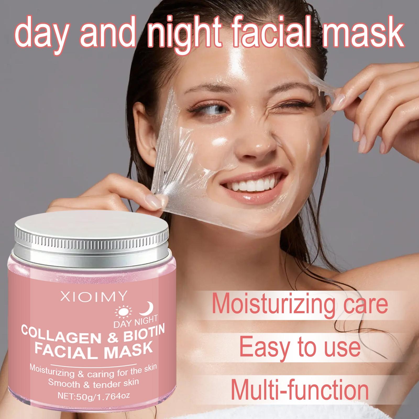 2pcs Collagen Face Mask Biotin Kojic Turmeric Night Day Mask Set, Rich in Collagen Essence, Hydrating & Smooth Skin, Adds Vitality & Glow, Moisturizing Beauty Mask, Gel Mask, Facial Mask, Collagen Masks