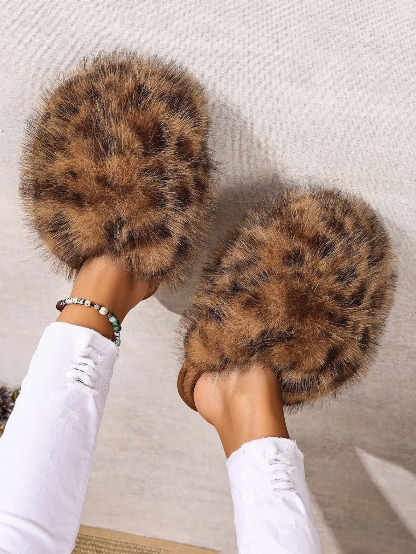 Women's Plush Fluffy Indoor Home Slippers, Soft Fuzzy Fabric Eva Sole, Warm Comfortable Winter Shoes, Fall & Winter Casual Footwear