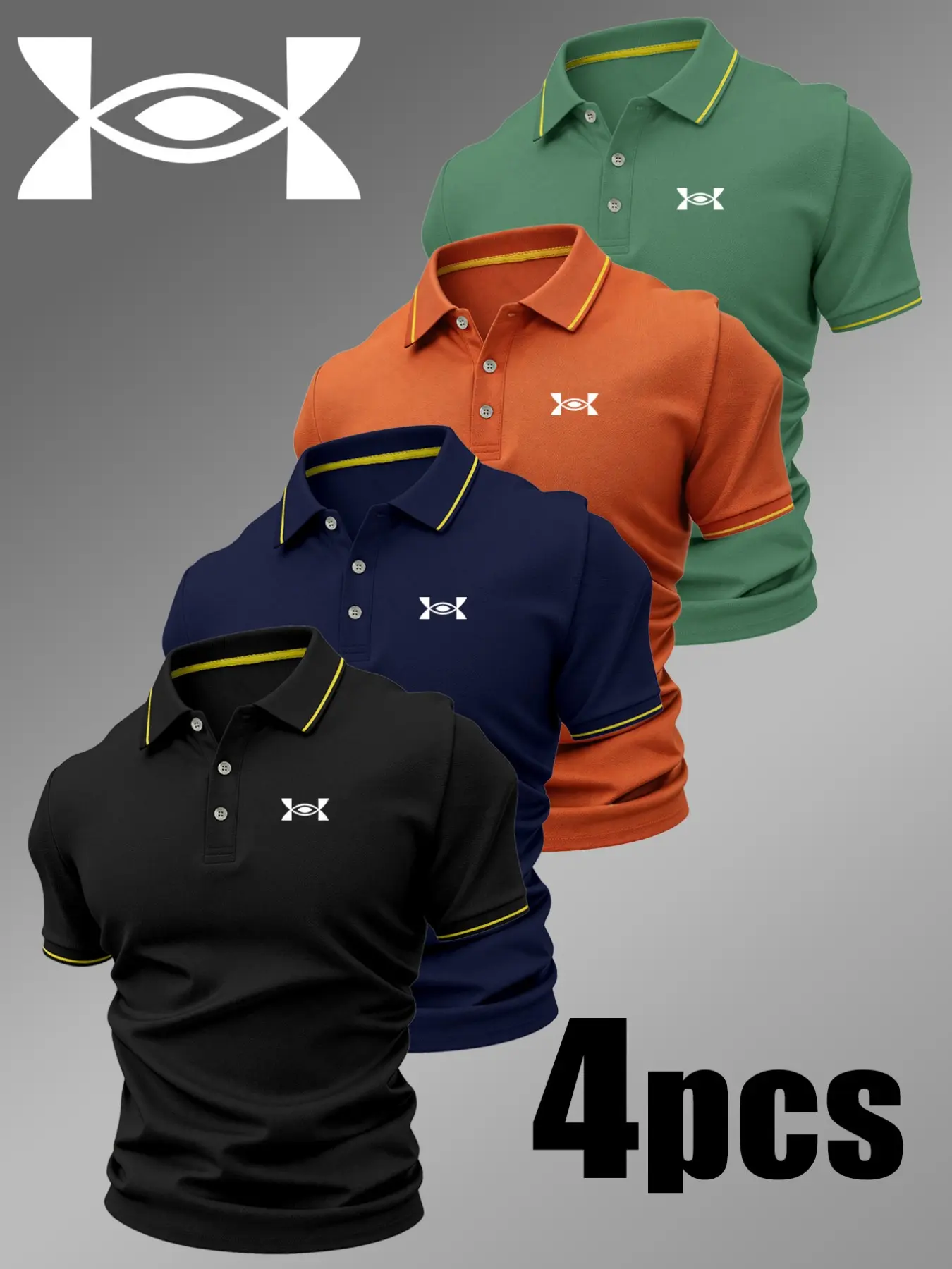 Men's Casual Fitted Polo Shirt, Geometric Pattern, Breathable and Comfortable, Four Seasons Wear, High-Quality Material