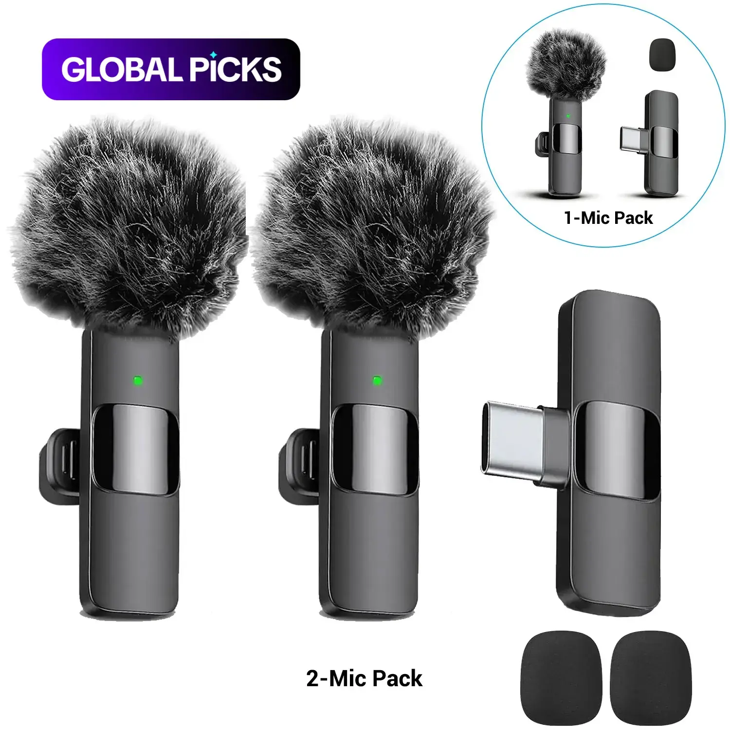 Wireless Lavalier Microphone Clip, Compatible with iPhone & Android, Plug-And-Play Lapel Mic for Video Recording, Podcasts, Vlogs, Tiktok & Teaching #GLOBAL PICKS