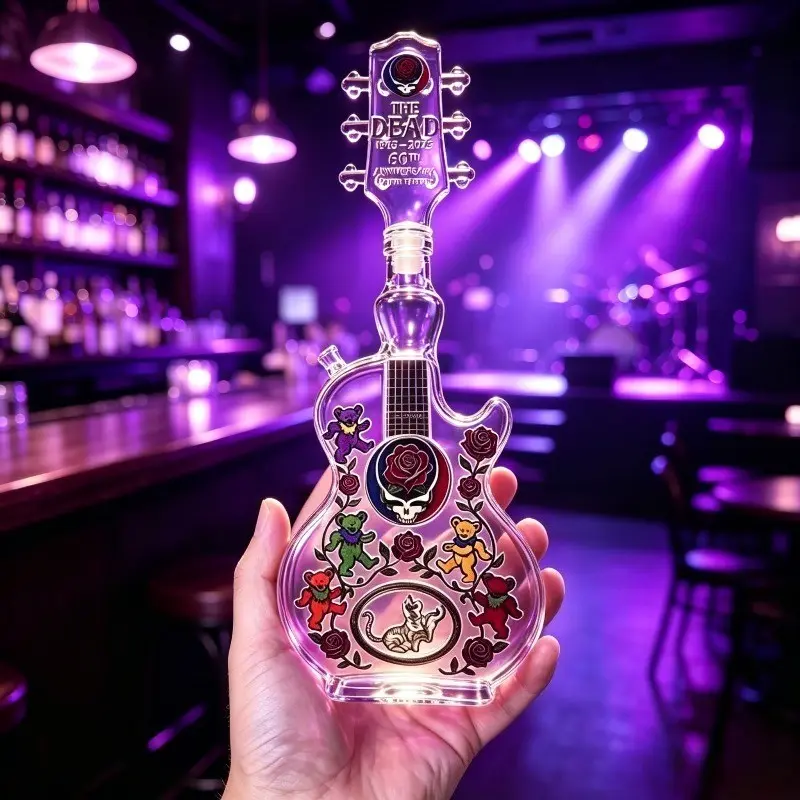 Bear Guitar Whiskey Decanter Set with Luxury Box, Vintage Rock Style Glass, Perfect for Bourbon, Scotch, and Spirits, Unique Gift for Men