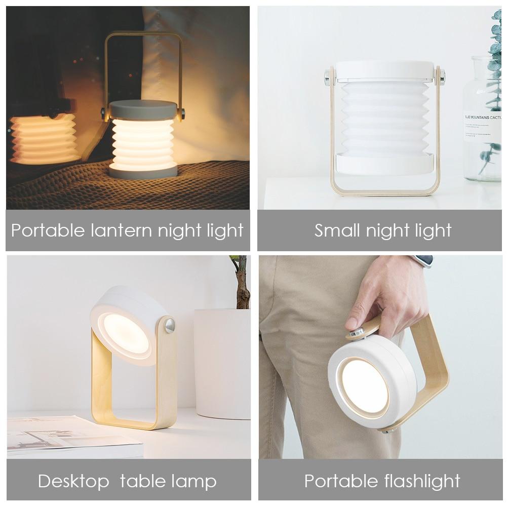 Foldable Touch Dimmable Reading LED Night Light Portable Lantern Lamp USB Rechargeable For Home Decor