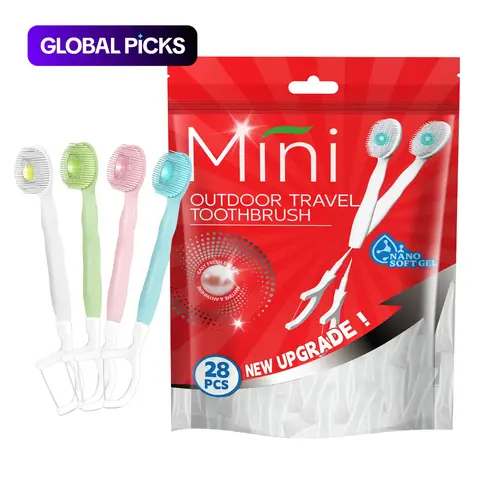 【Black Friday】28-Pack Mini Portable Toothbrushes with Toothpaste Beads, Soft-Bristle Travel Toothbrush Set with Dental Floss Pick for Fresh Breath and Oral Care #GLOBAL PICKS