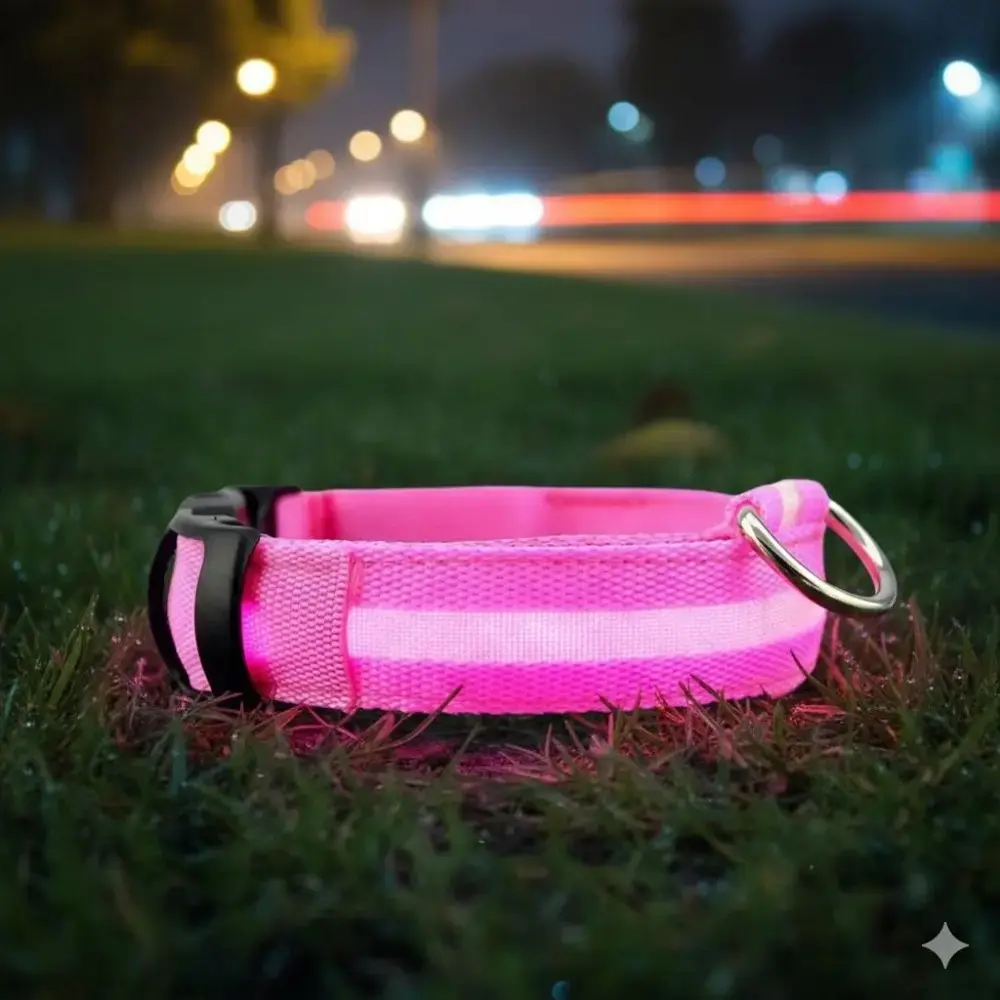 USB Charging Waterproof Reflective LED Dog Collar, Adjustable Glow Leash Light for Pets Camping Gear, Escape-Proof Safety Buckle Night Anti-Loss Collar for Small Medium Dogs Cats Outdoor Adventure, Illuminated Leash