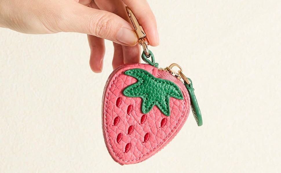 Strawberry Fruit Charm coin purse fit for AirTag cute keychain mini pouch Wallet gift for girl women