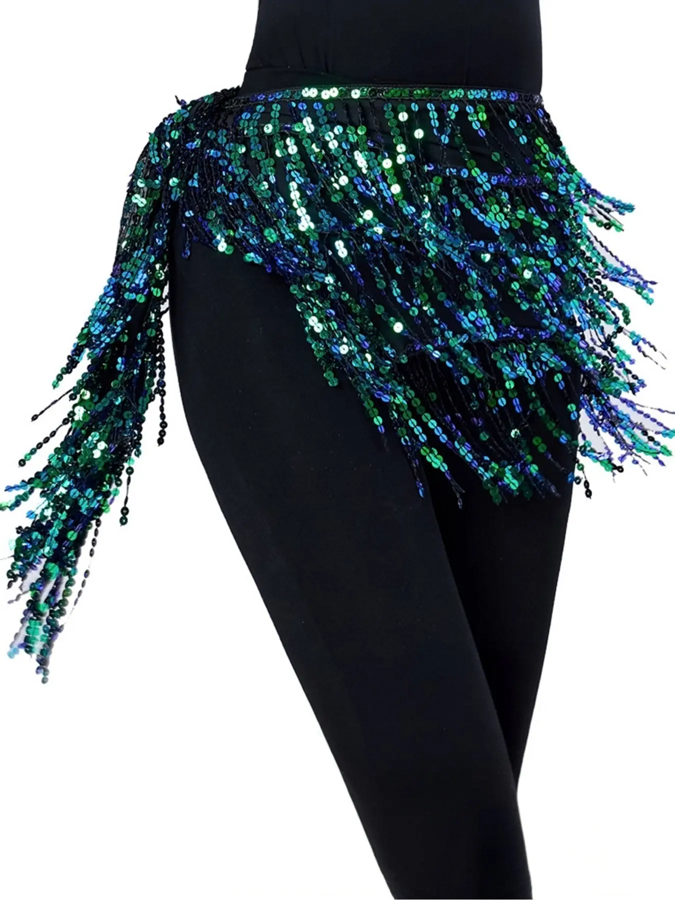 Belly Dance Belt Shimmy Tassel Hip Wraps Jazziness Dance Hip Scarf Sparkly Sequins Fringes Belt