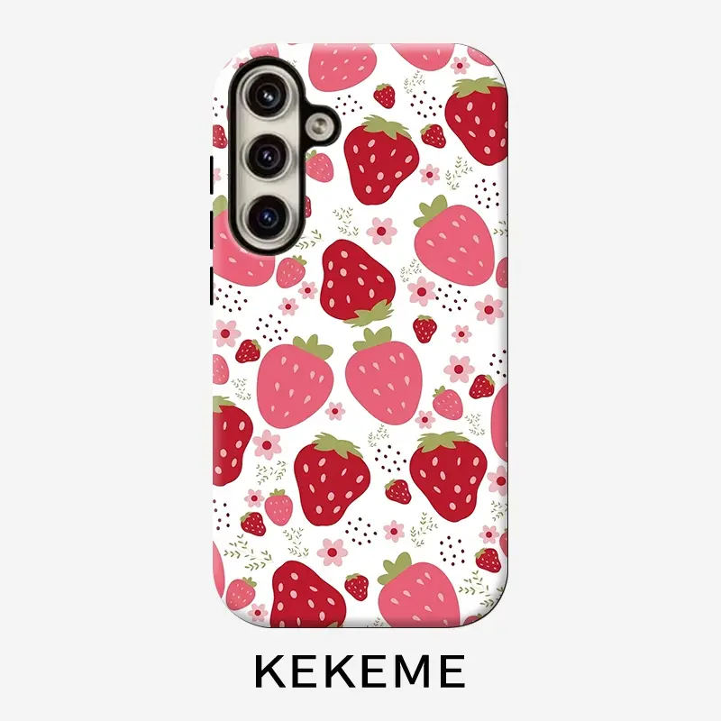 Cartoon cute strawberry creative pattern, 2-in-1 phone case for iPhone and Samsung Galaxy S26 S25 S24 S23 S22 S21 FE Plus EDGE Ultra, A57 A37 A17 A26 A36 A56 A07 A16 A27 A25 A35 A55 A06 A15 A24 A54 A05 A14 A23 A33 A53 A04 A13