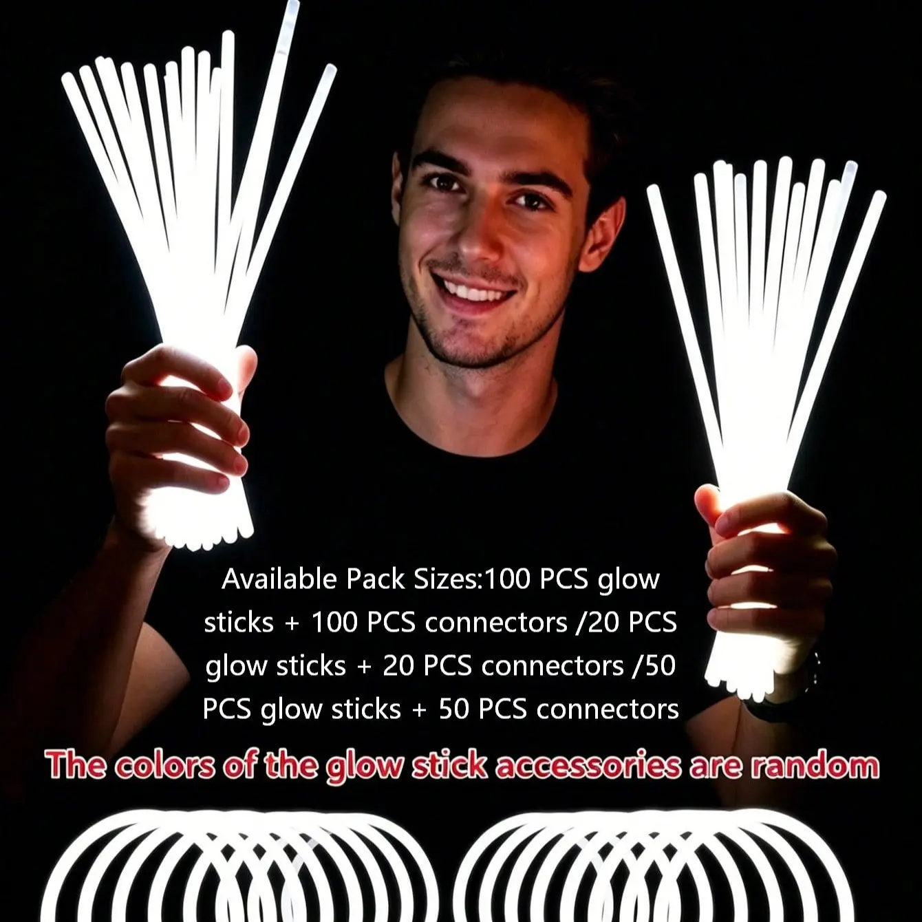 20/50/100 Pack 8 Inch Glow Sticks, High-Quality Bright Luminescent Sticks, Party Decor, Night Light Effect, Lasts 8-12 Hours, Neon Lights, Wedding Parties