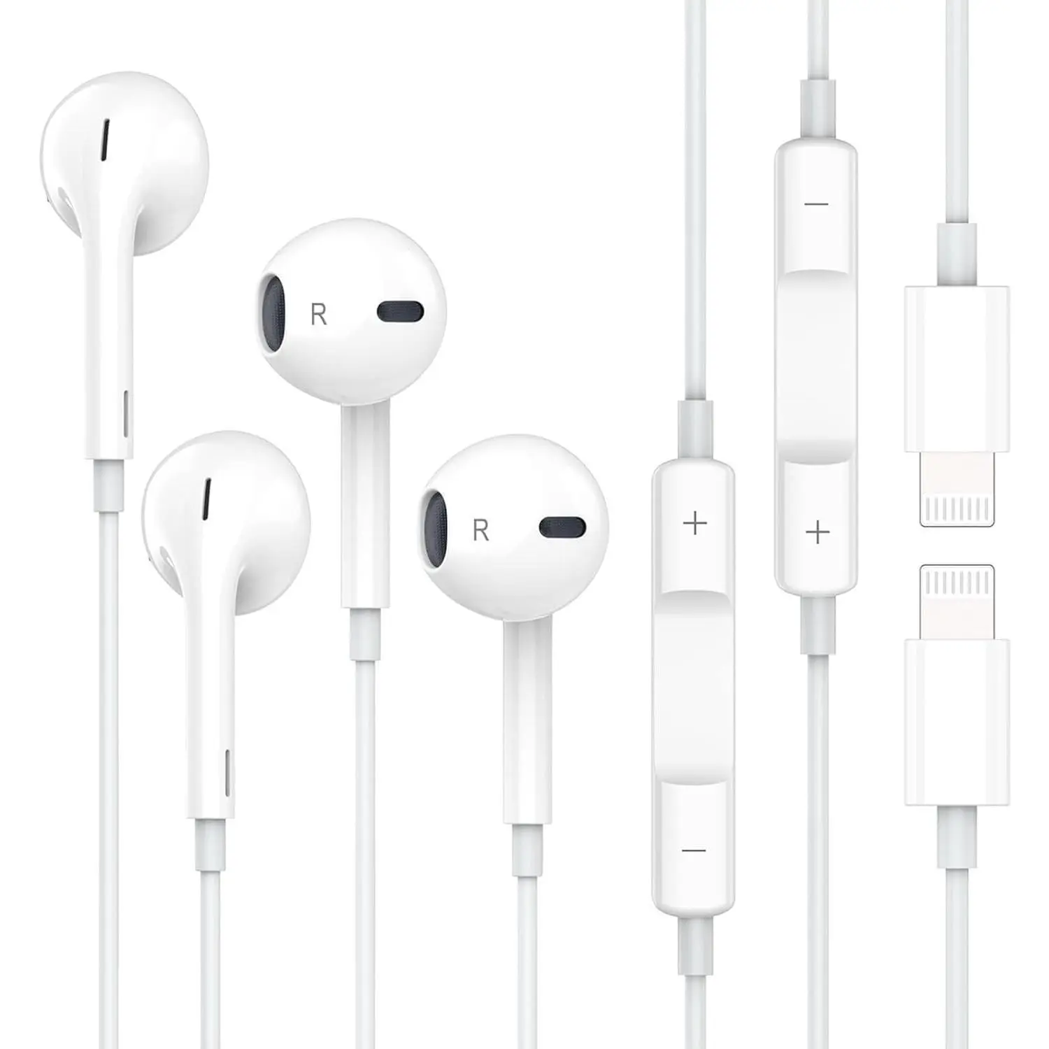 Lightning Earbuds for iPhone, Wired Headphones with HD Sound, Built-in Mic & Noise Isolation, Plug and Play Earphones for Music, Calling and Gaming, Compatible with iPhone 14/13/12/11/XR/XS/X/8/SE, White
